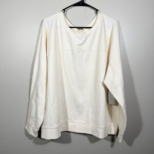 NEW Zella Nordstrom Ivory Egret XL All Day Ribbed Pullover‎ Sweatshirt
